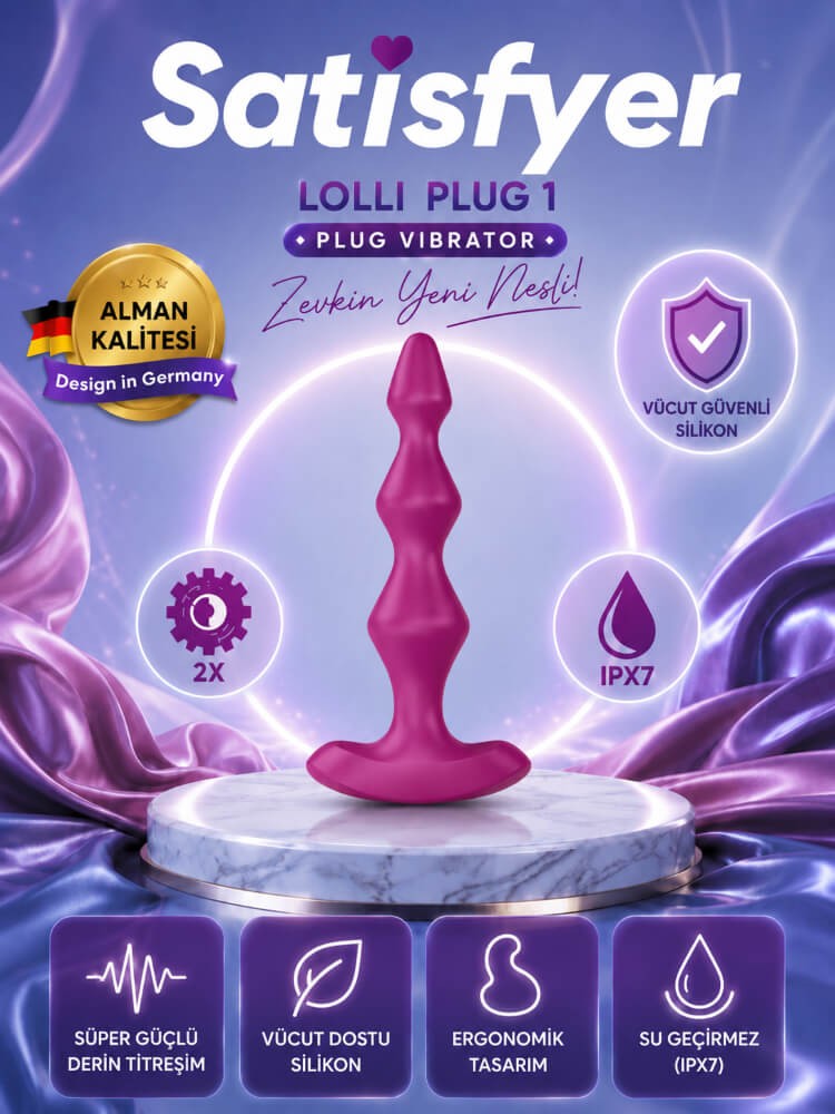 Satisfyer Lolli Plug 1 - 12 Modlu Titreşimli Şarjlı Bordo Anal Plug Vibratör