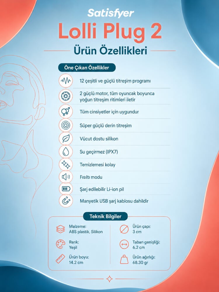 Satisfyer Lolli Plug 2 - 12 Fonksiyonlu Titreşimli Boğumlu Yeşil Anal Plug Vibratör