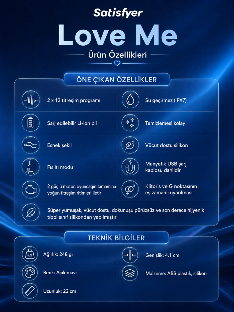 Satisfyer Love Me Light Blue 2 Güçlü Titreşim Motorlu Rabbit Vibratör