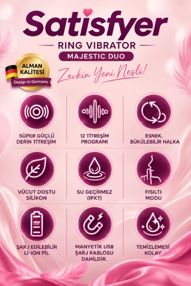Satisfyer Majestic Duo 12 Modlu Titreşimli Şarjlı Penis Halkası