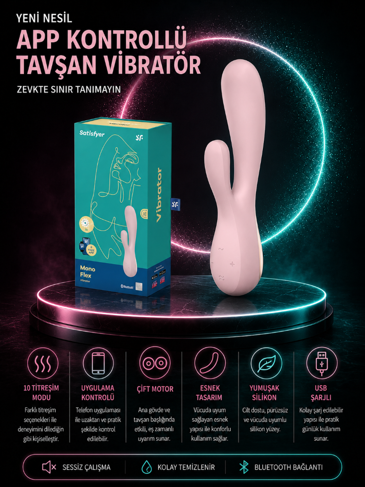 Satisfyer Mono Flex Mauve Telefon Kontrol Rabbit Vibratör 