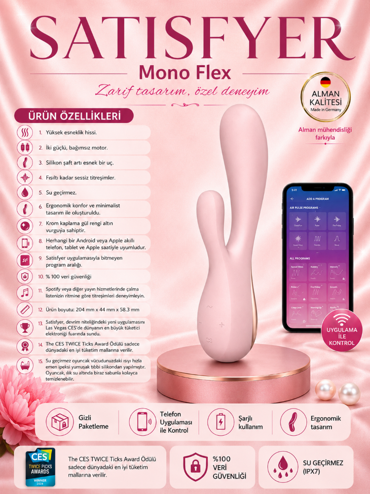 Satisfyer Mono Flex Mauve Telefon Kontrol Rabbit Vibratör 