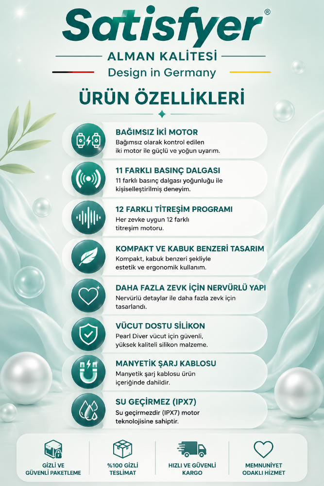 Satisfyer Pearl Diver Mint Emişli&Titreşimli 2 Motorlu Vibratör 