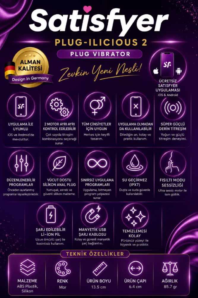 Satisfyer Plug İlicious 2 - Telefon Uyumlu Şarjlı Anal Vibratör Plug