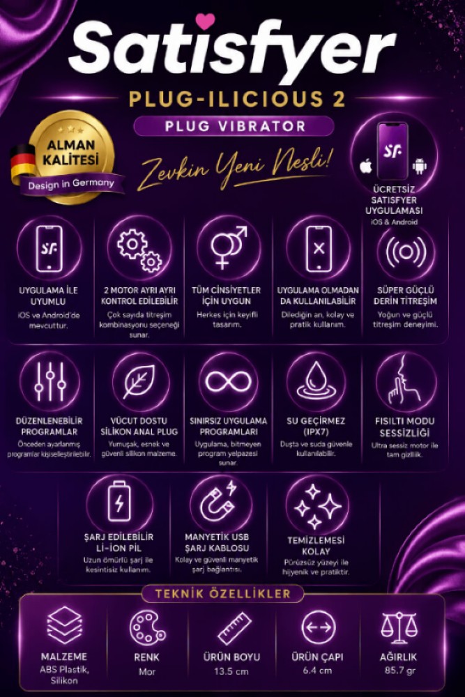 Satisfyer Plug İlicious 2 - Telefon Uyumlu Şarjlı Anal Vibratör Plug