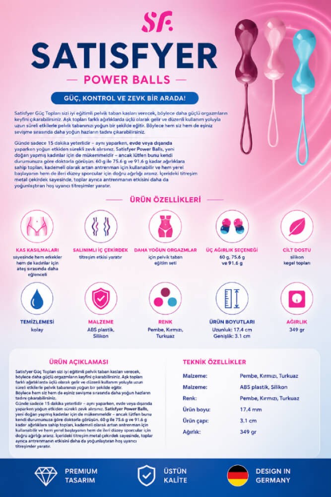 Satisfyer Power Balls 3 Adet Yumuşak Silikon Kegel Egzersiz Top Seti