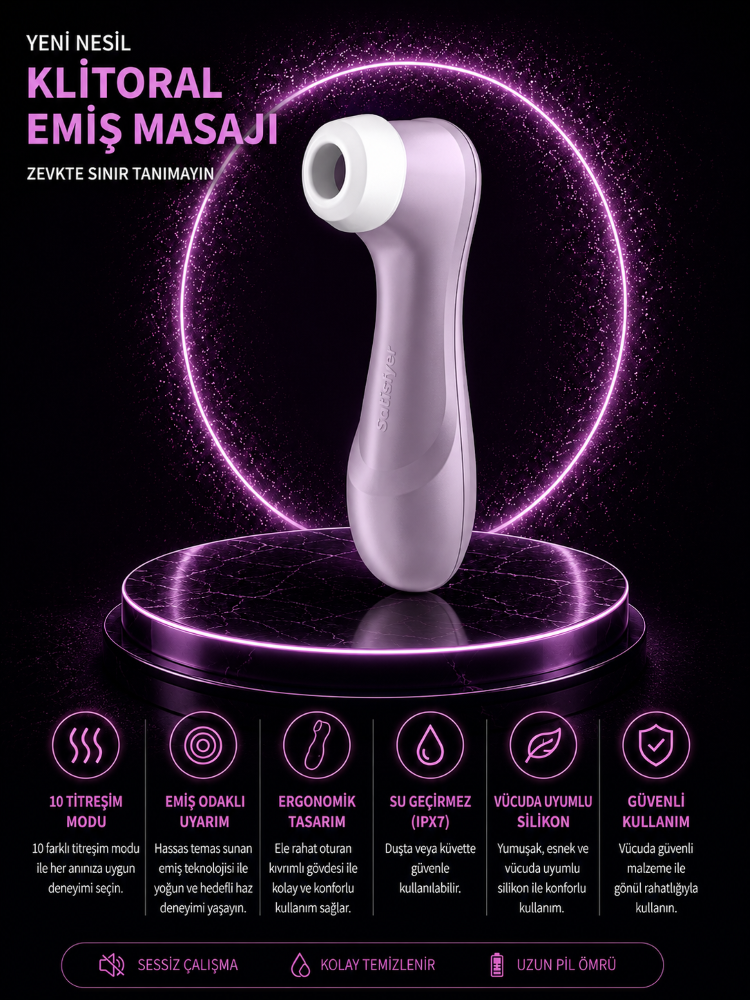 Satisfyer Pro 2 Violet 11 Farklı Emiş Programlı Klitoris Uyarıcı Vibratör 