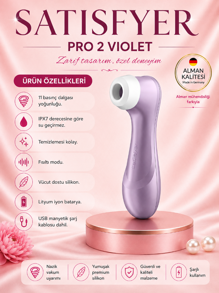 Satisfyer Pro 2 Violet 11 Farklı Emiş Programlı Klitoris Uyarıcı Vibratör 