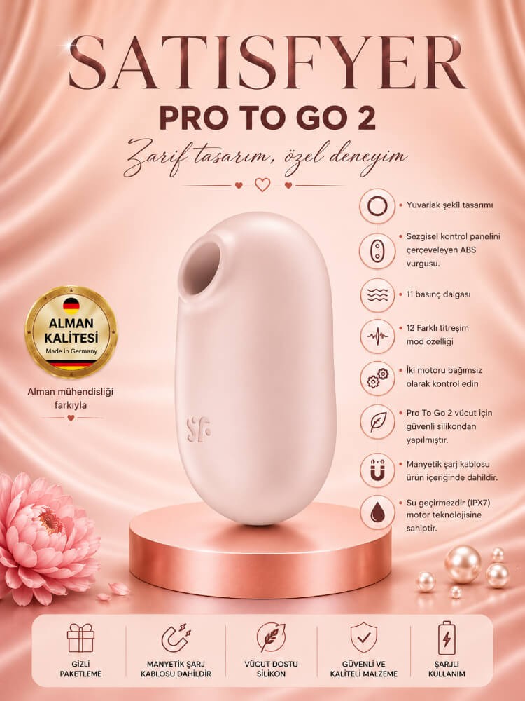 Satisfyer Pro To Go 2 beige 2 Motorlu Emişli&Titreşimli Vibratör 