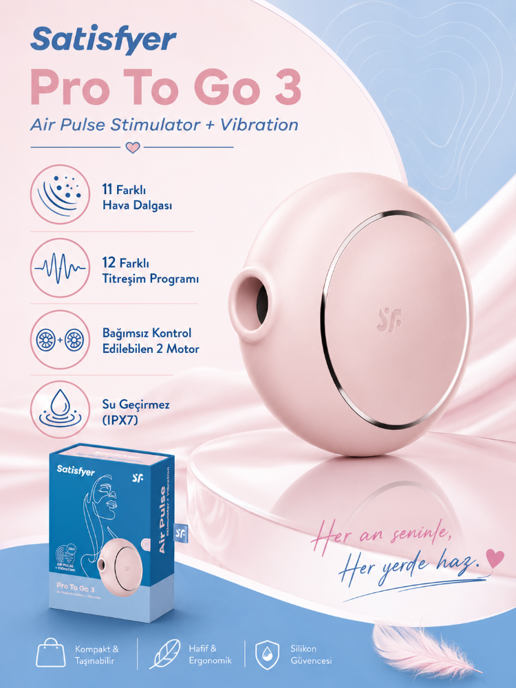 Satisfyer Pro To Go 3 Rose 2 Motorlu Emişli Ve Titreşimli Vibratör 