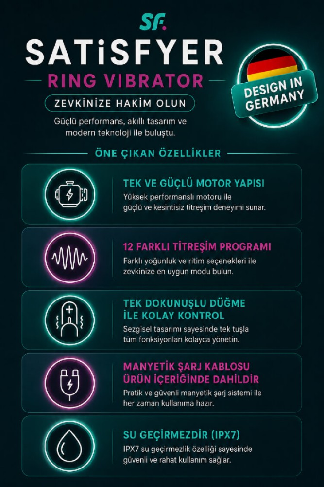 Satisfyer Sniper Black 12 Farklı Titreşim Modlu Ayarlanabilir Penis Halkası