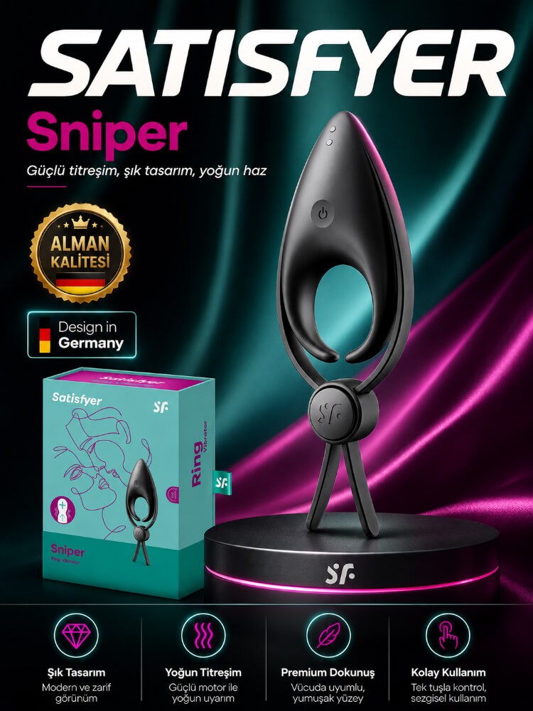 Satisfyer Sniper Black 12 Farklı Titreşim Modlu Ayarlanabilir Penis Halkası