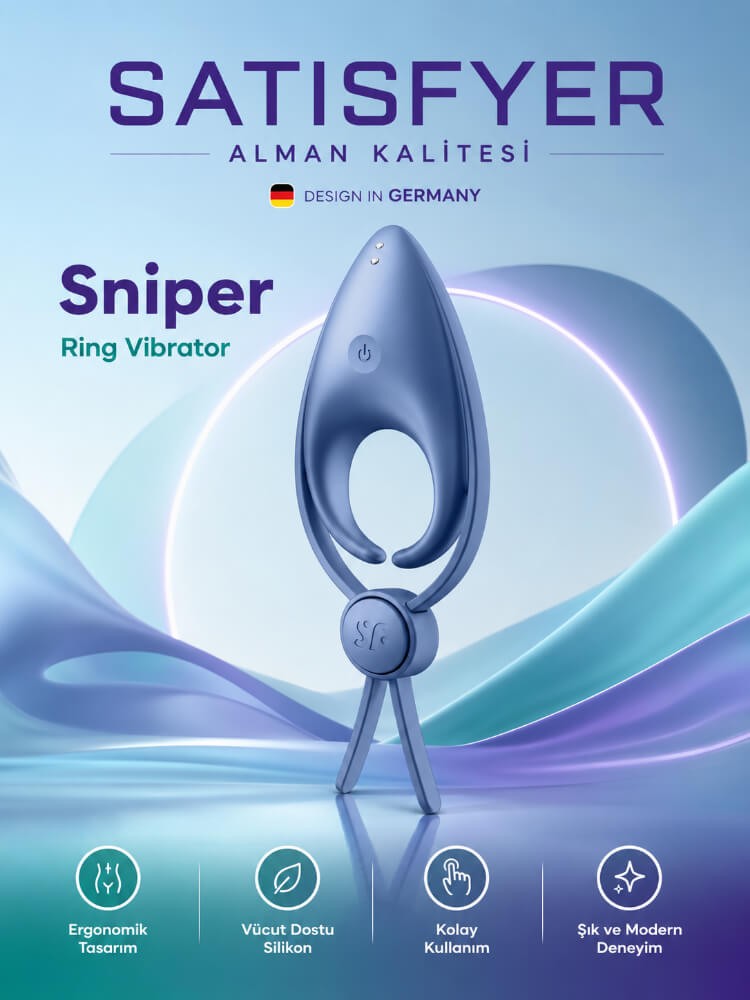Satisfyer Sniper Blue 12 Farklı Titreşim Modlu Ayarlanabilir Penis Halkası