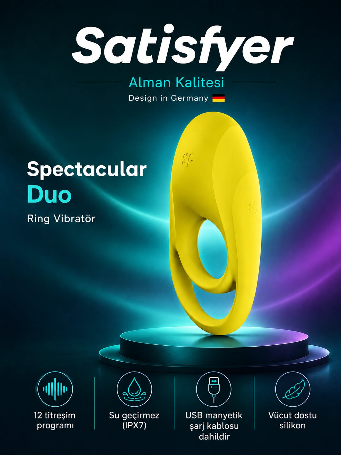 Satisfyer Spectacular Duo 12 Farklı Titreşim Modlu Şarjlı Penis Halkası