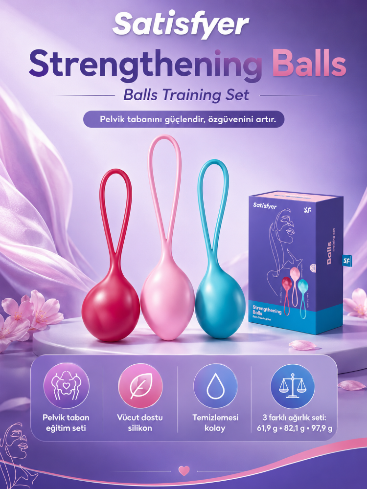 Satisfyer Strengthening Balls Yumuşak Silikon 3 Adet Kegel Egzersiz Top Seti