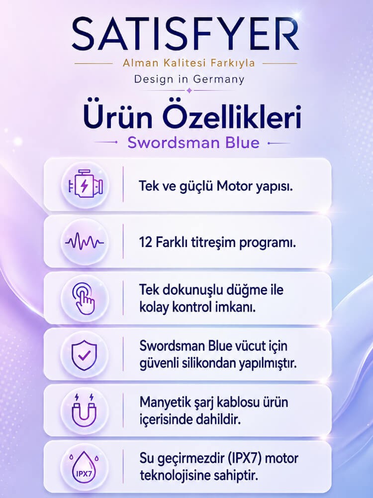 Satisfyer Swordsman Blue 12 Farklı Titreşim Modlu Esnek Ve Güçlü Penis Halkası 