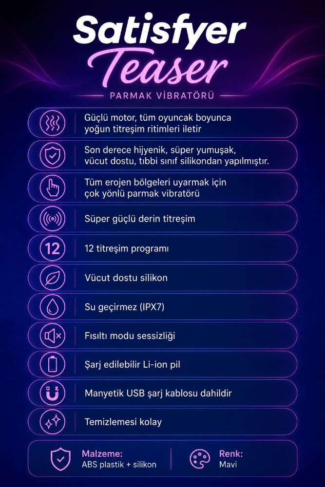 Satisfyer Teaser Su Geçirmez Şarjlı Parmak Vibratörü