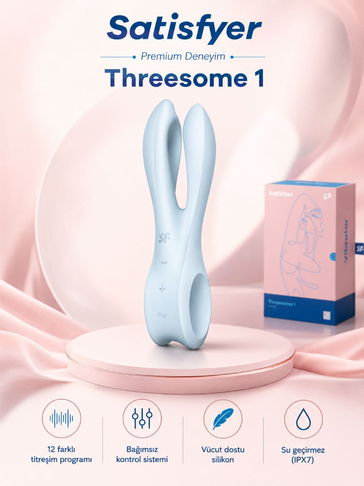 Satisfyer Threesome 1 Light Blue 3 Motorlu Esnek Güçlü titreşimli Vibratör 