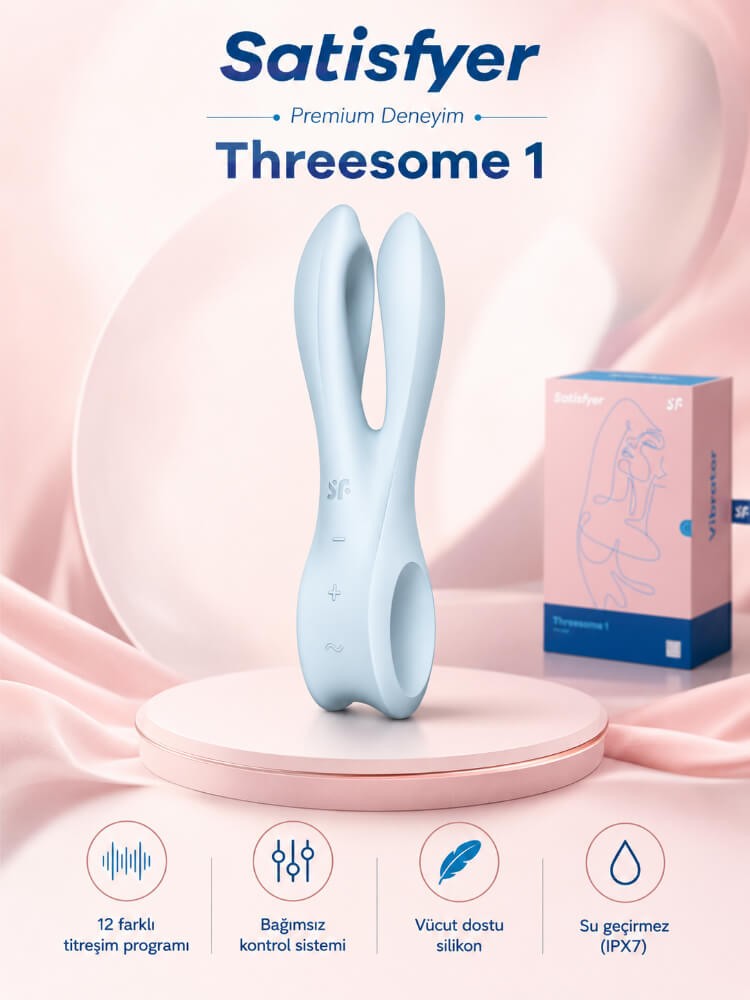 Satisfyer Threesome 1 Light Blue 3 Motorlu Esnek Güçlü titreşimli Vibratör 