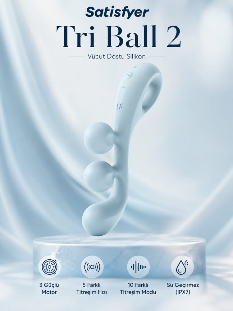 Satisfyer Tri Ball 2 Light Blue 3 Motorlu Güçlü Titreşimli G-spot Vibratör 