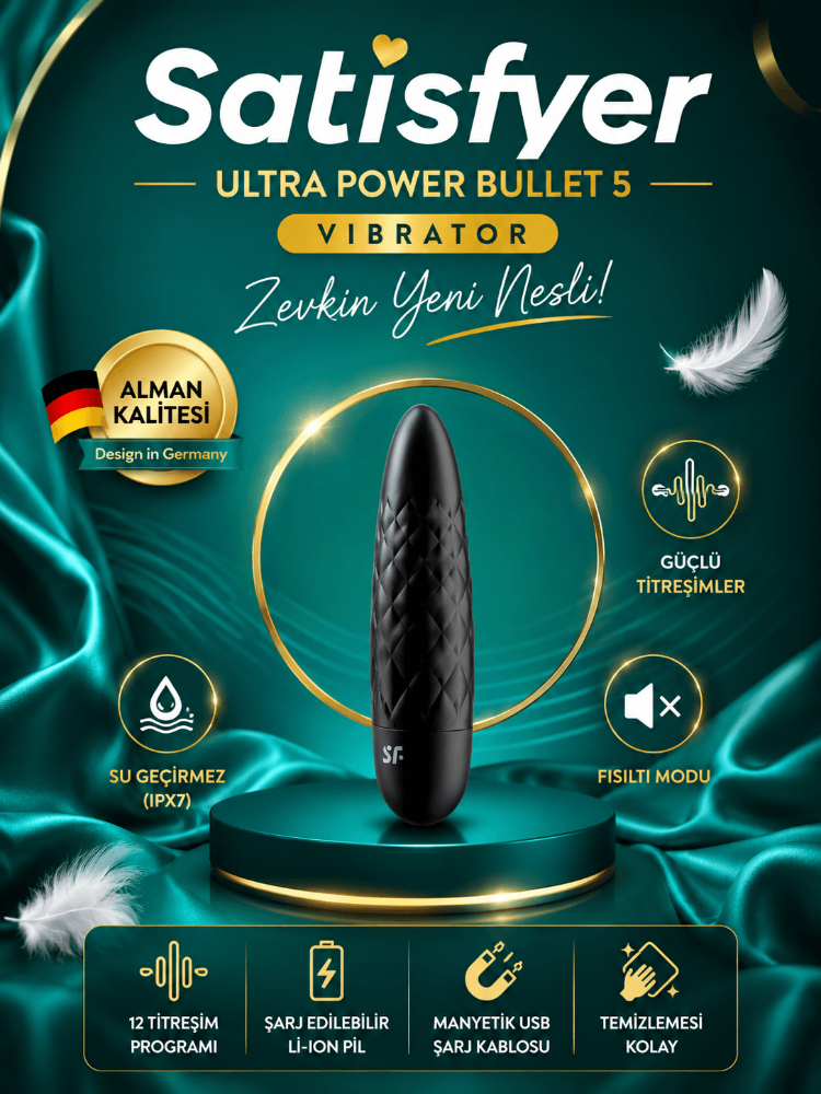 Satisfyer Ultra Power 5 - 12 Fonksiyonlu Titreşimli Şarjlı Siyah Mini Vibratör