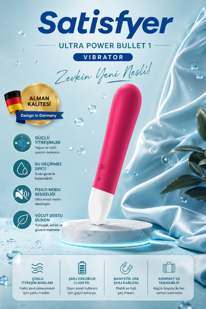Satisfyer Ultra Power Bullet 1 - 12 Modlu Titreşimli Şarjlı Kırmızı Mini Vibratör