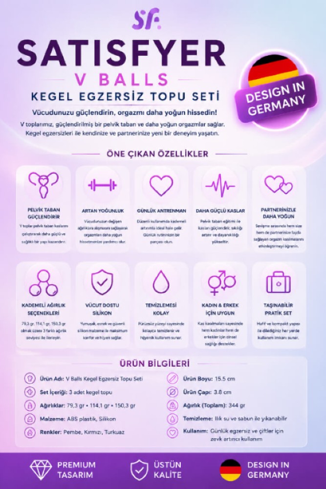 Satisfyer V Balls 3 Adet Yumuşak Dokulu Kegel Egzersiz Top Seti