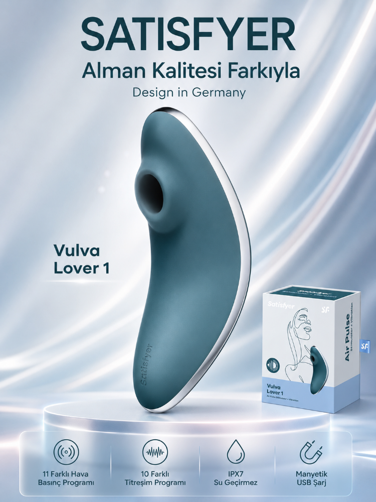 Satisfyer Vulva Lover 1 Blue 2 Motorlu Güçlü Titreşimli&Emişli Vibratör