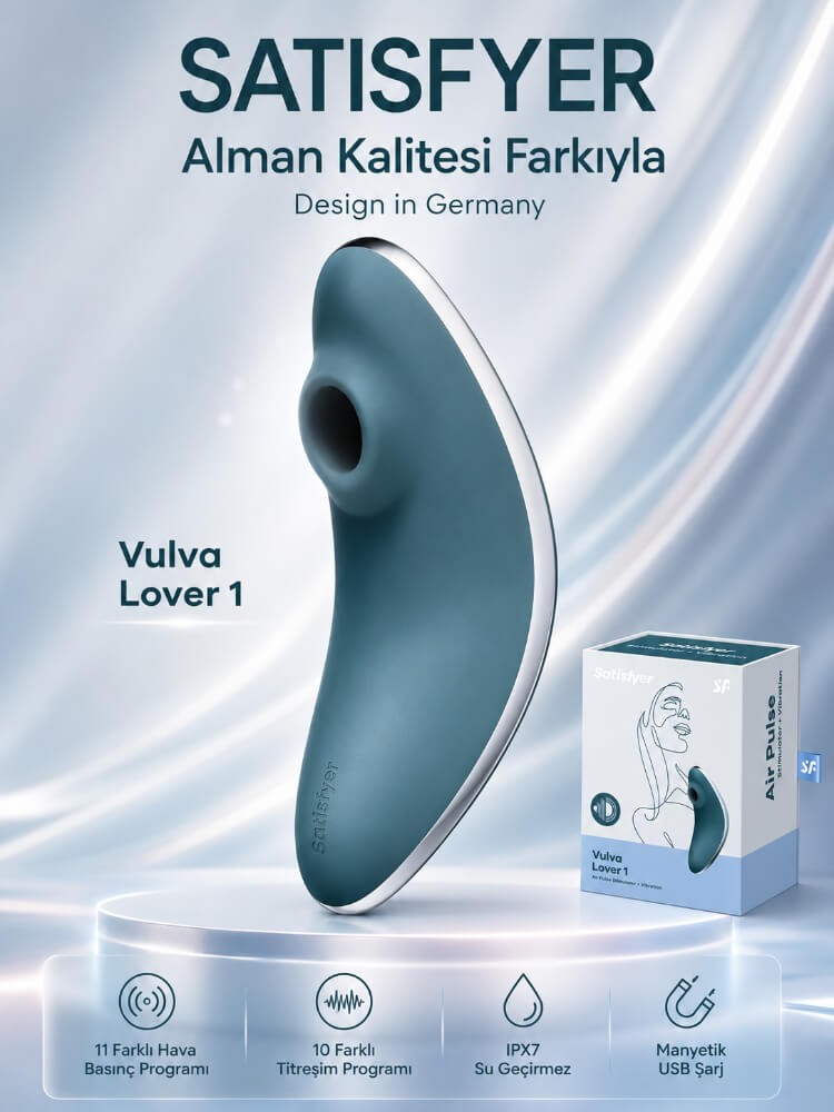 Satisfyer Vulva Lover 1 Blue 2 Motorlu Güçlü Titreşimli&Emişli Vibratör