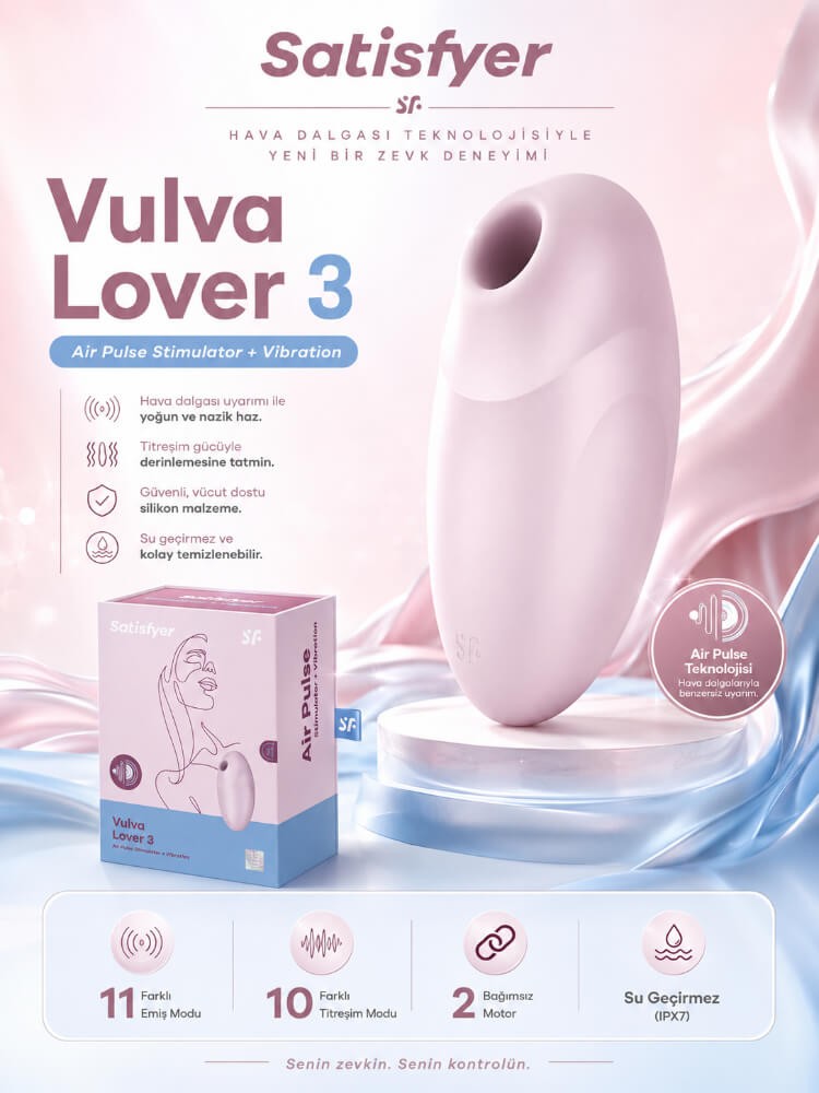 Satisfyer Vulva Lover 3 Pink 2 Motorlu Emiş Yapabilen Titreşimli Vibratör 