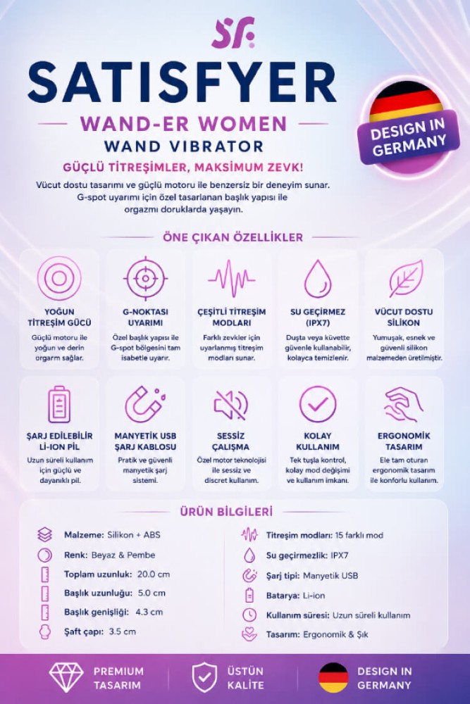 Satisfyer Wand-er Women White Büyük Boy Güçlü Masaj Aleti Vibratör