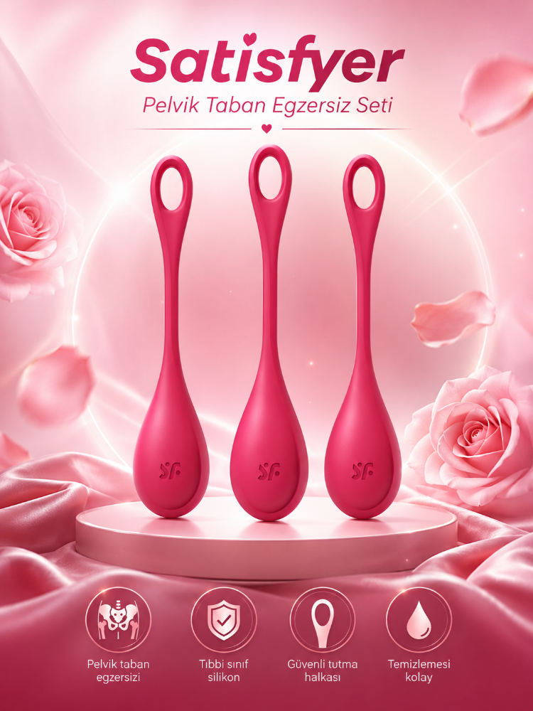 Satisfyer Yoni Power 1 Red Silikon 3 Adet Kegel Egzersiz Top Seti