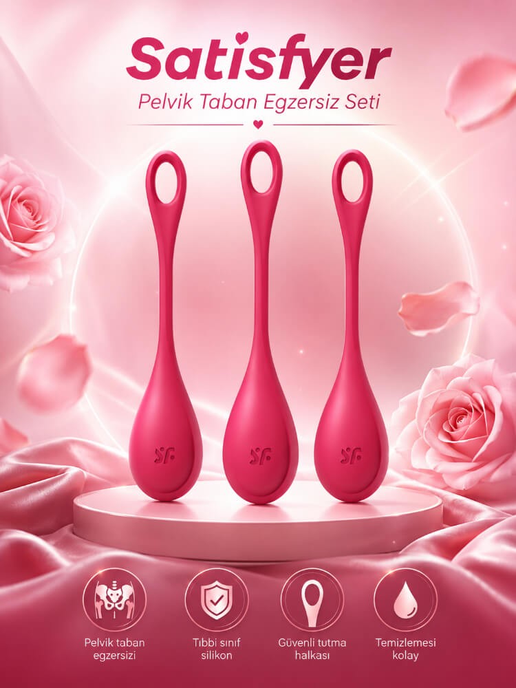 Satisfyer Yoni Power 1 Red Silikon 3 Adet Kegel Egzersiz Top Seti