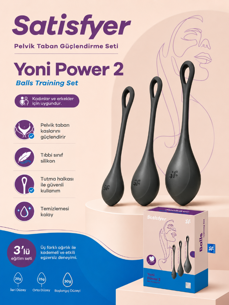 Satisfyer Yoni Power 2 Silikon 3 Adet Kegel Egzersiz Top Seti