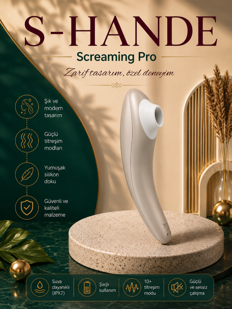 Screaming Pro Çift Uçlu Kullanabilir Emiş ve Titreşimli Vibratör