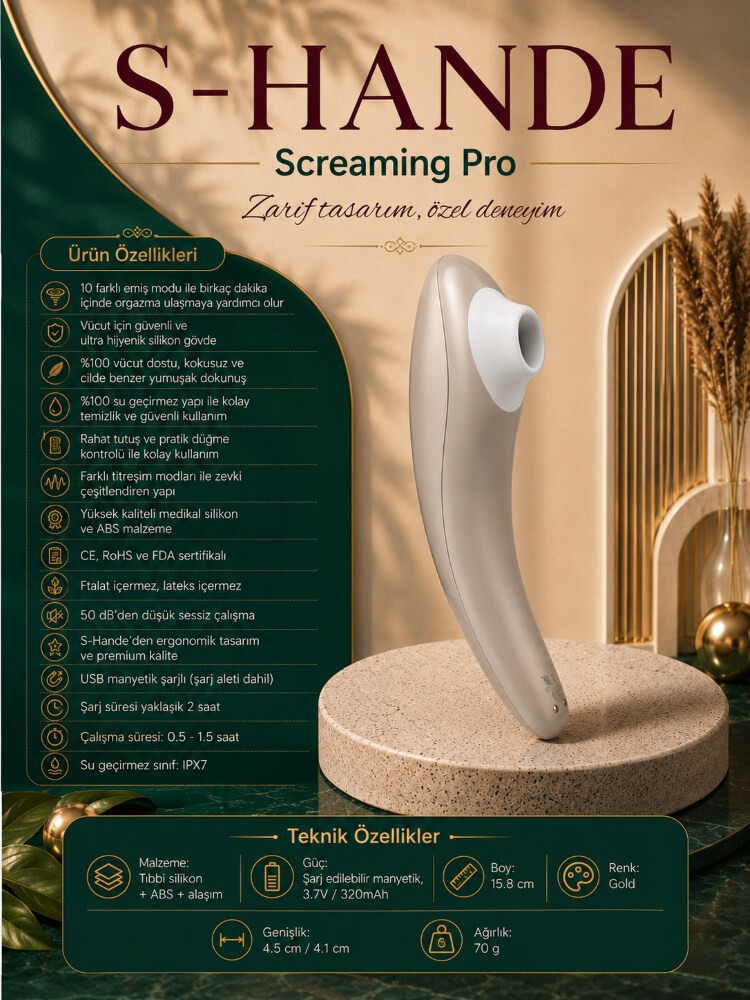 Screaming Pro Çift Uçlu Kullanabilir Emiş ve Titreşimli Vibratör