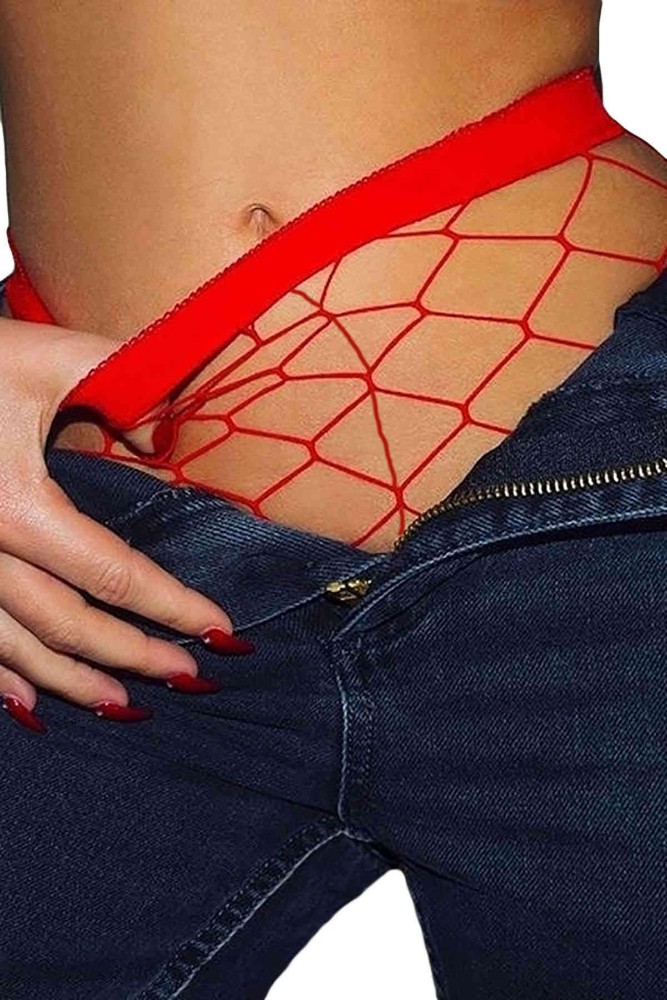 Seksi Fileli Çorap Kırmızı