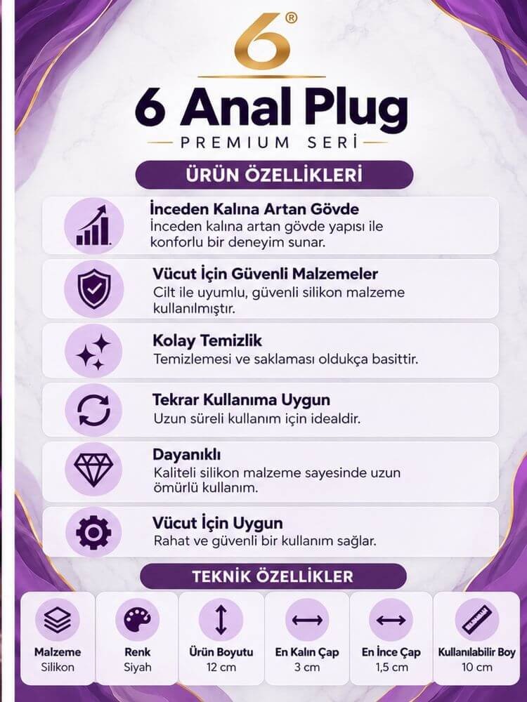 Silikon Kolay Tutulabilir 12 Cm Siyah Anal Plug
