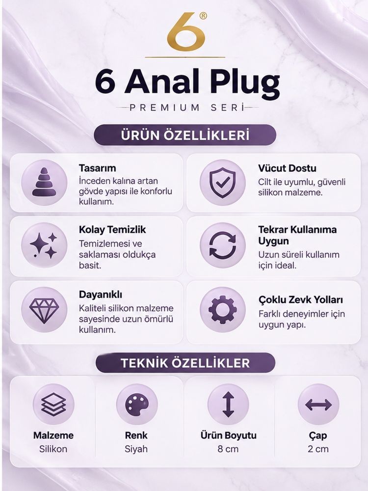 Silikon Kolay Tutulabilir 8 Cm Siyah Anal Plug