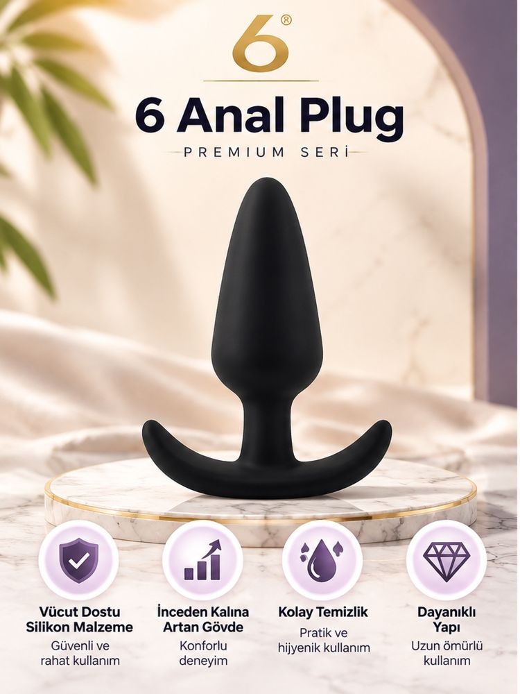 Silikon Kolay Tutulabilir 8 Cm Siyah Anal Plug