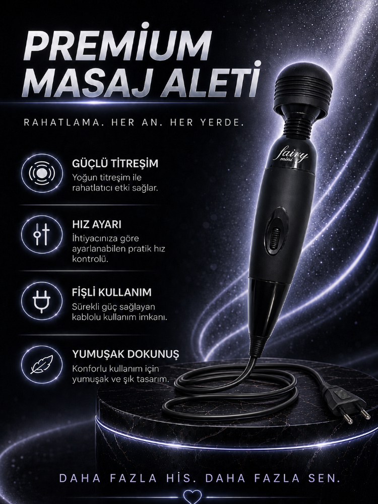 Siyah Güçlü Ayarlanabilir Titreşime Sahip Elektrikli Masaj Aleti