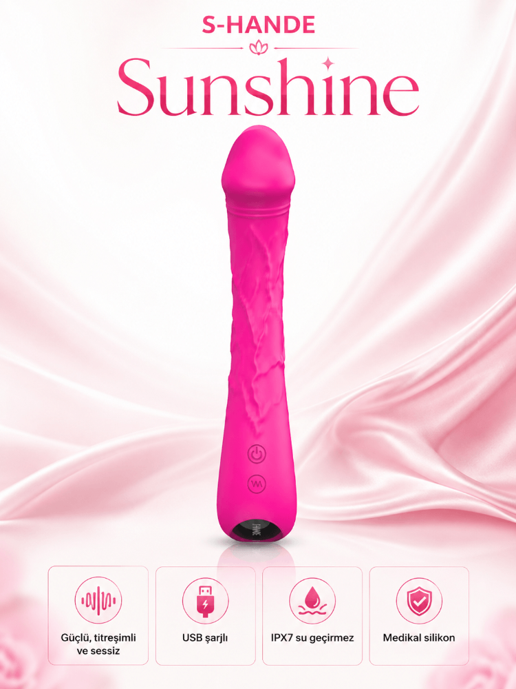 Sunshine 9 Fonksiyonlu Titreşimli Şarjlı Bükülebilir Damarlı Vibratör Dildo