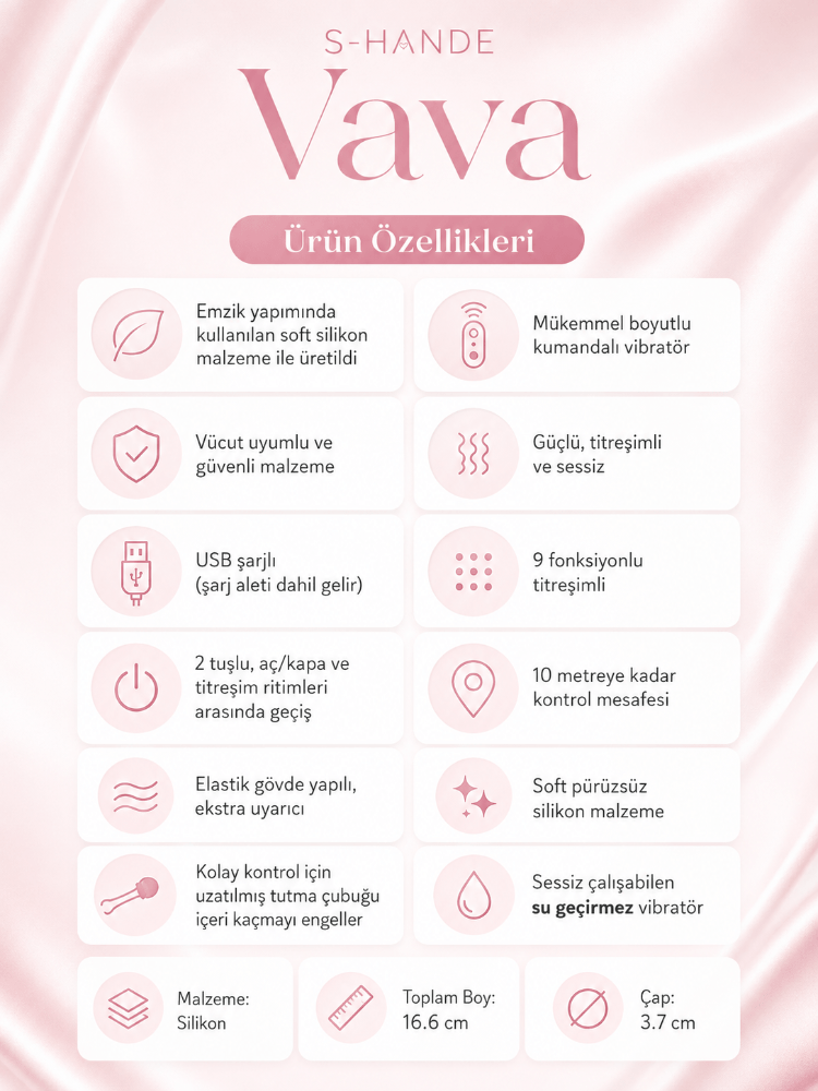Vava 9 Modlu Titreşimli Kumandalı Giyilebilir Şarjlı Yumuşak Vibratör