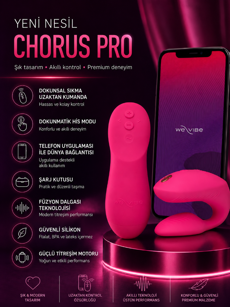 We-Vibe Chorus Pro Electric Pink Uygulama ve Uzaktan Kumandalı Çift Vibratörü