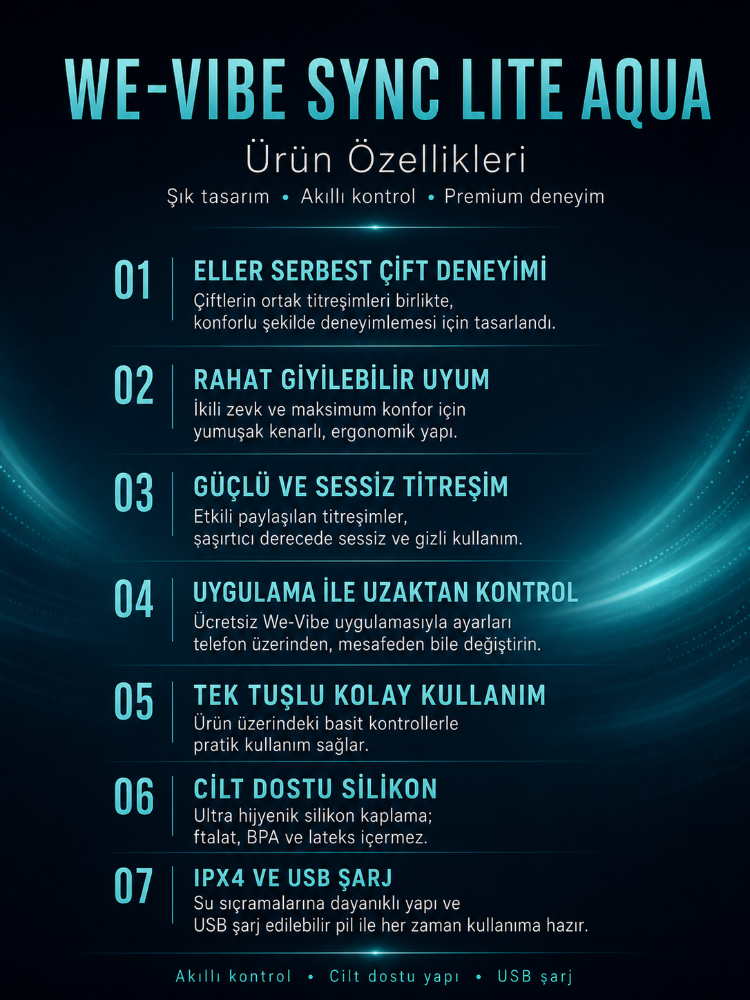 We-Vibe Sync Lite Aqua Giyilebilir App Kontrollü Çiftlere Özel Vibratör