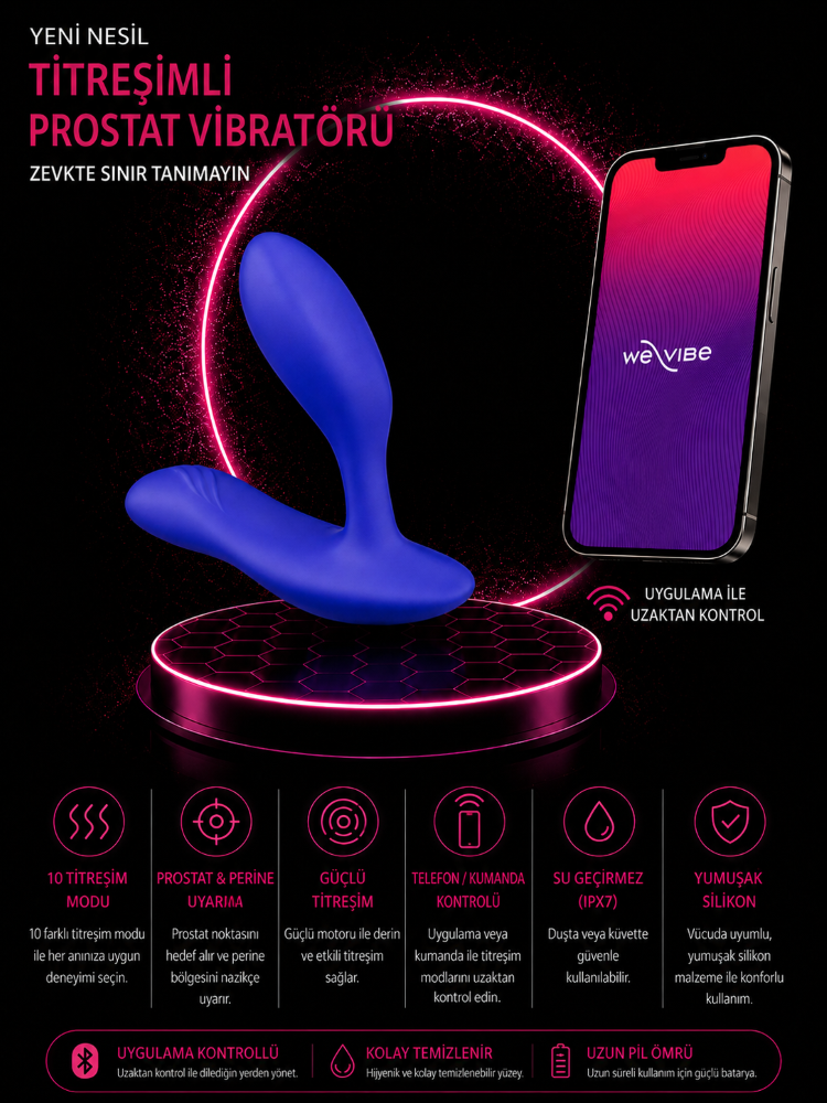 We-Vibe Vector+ Royal Blue App Kontrollü Titreşimli Prostat Masaj Vibratörü