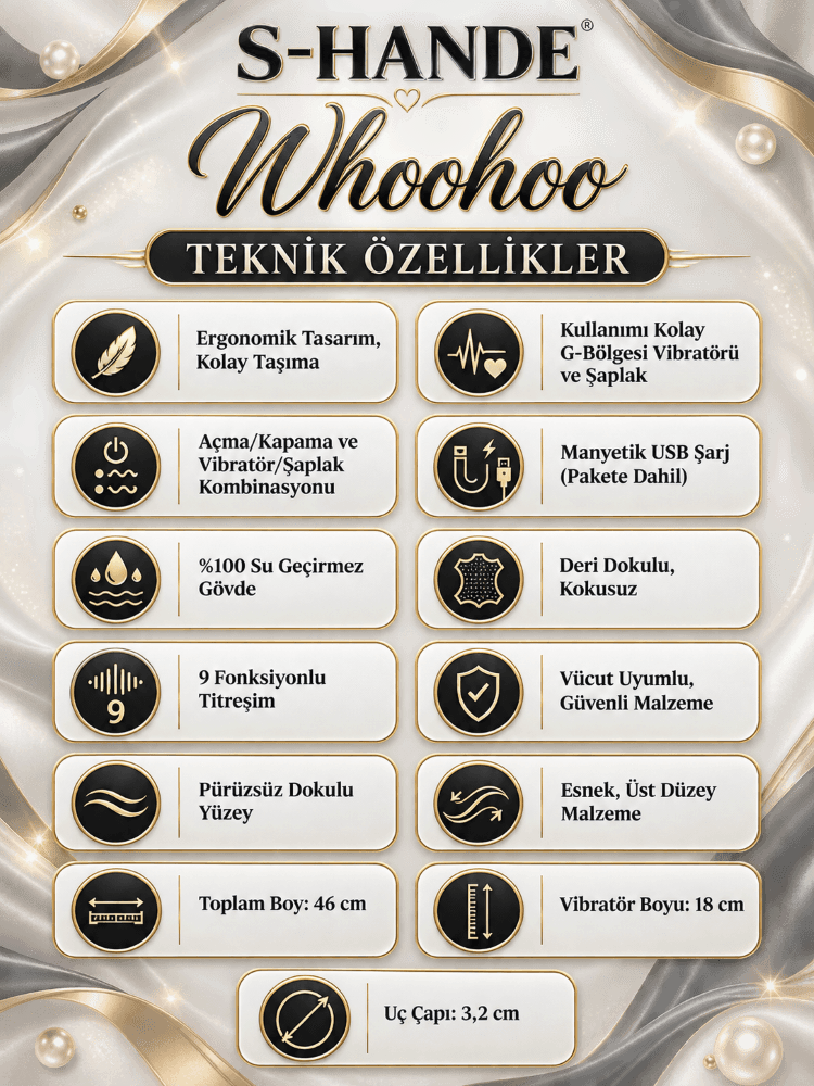 Whoohoo Çift İşlevli Şaplak ve 9 Modlu Titreşimli Vibratör 