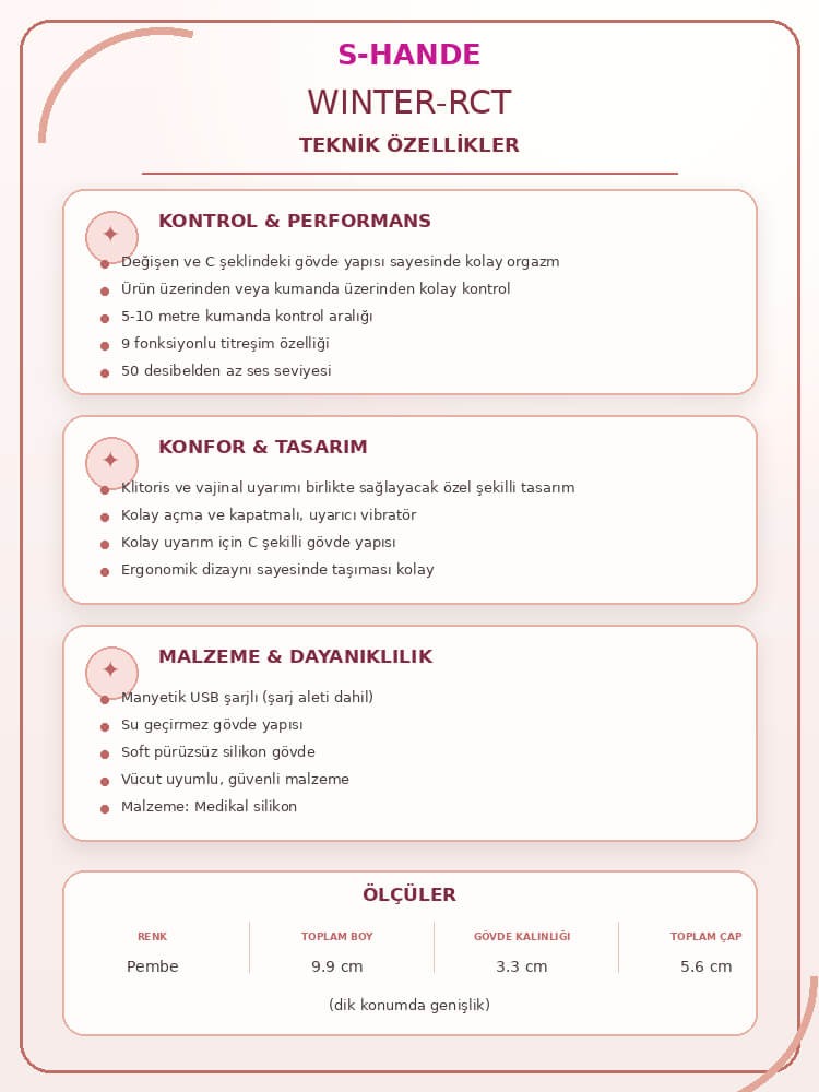 Winter-Rct Çiftlere Özel Kumandalı 9 Modlu Titreşimli Pembe Vibratör