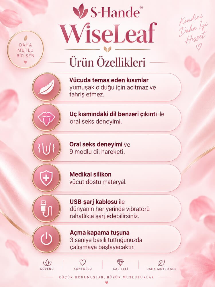 WiseLeaf Ayarlanabilir 9 Modlu Dil Hareketli Vibratör