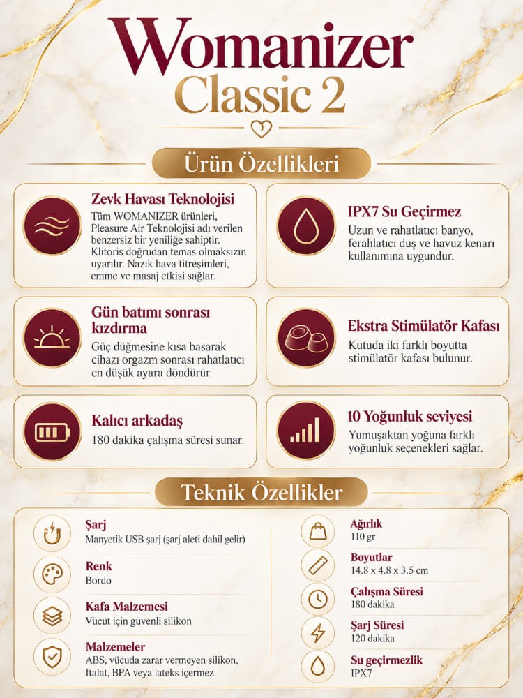 Womanizer Classic 2 Emiş Yapabilen 10 Fonksiyonlu Klitoris Vibratör